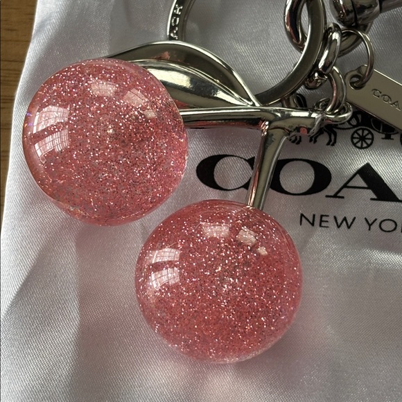 Coach Pink Glitter Cherry Charm Keychain - Picture 8 of 10